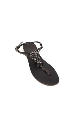 Black flat jeweled sandals Da Costanzo | FIORIX2NERO